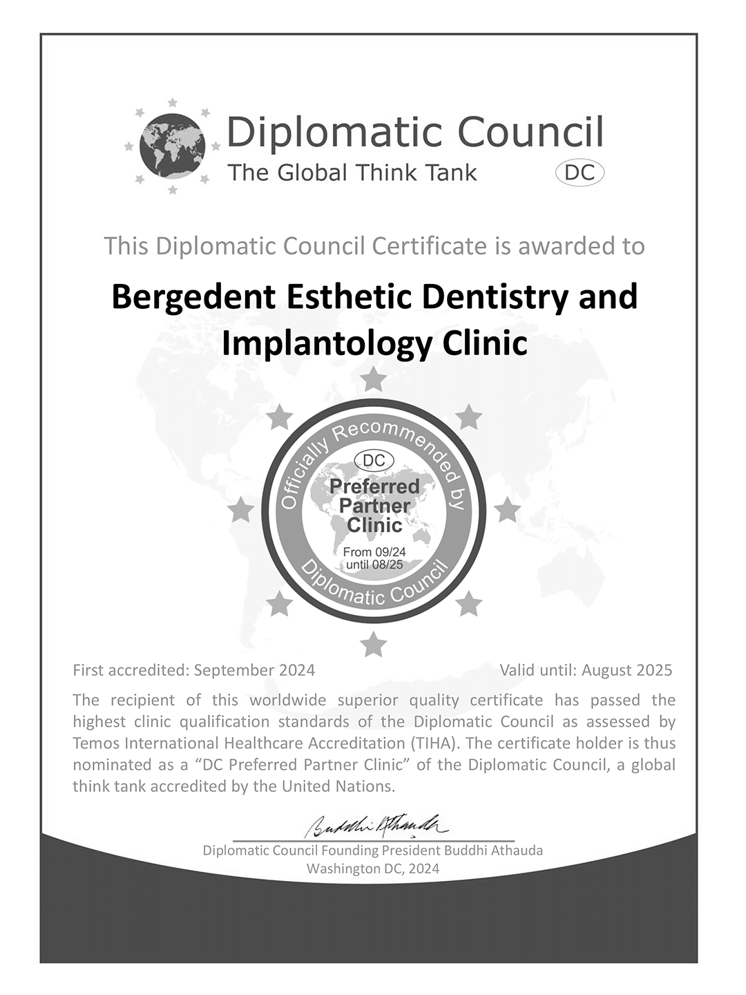 Diplomatic Council Certificate Bergedent
